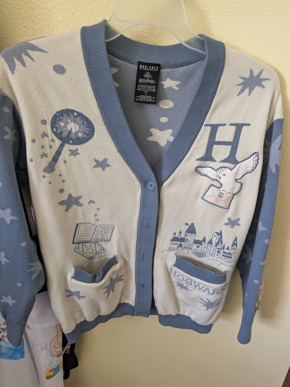 Harry Potter Blue & Cream Hogwarts Cardigan Sweater